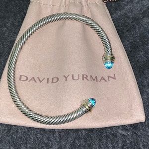 DY Silver and Gold 5mm Bracelet with Blue Topaz